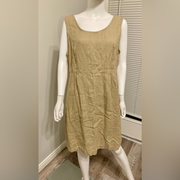 Studio Ease Linen Dress Women Beige Sz 16 - Picture 2 of 8
